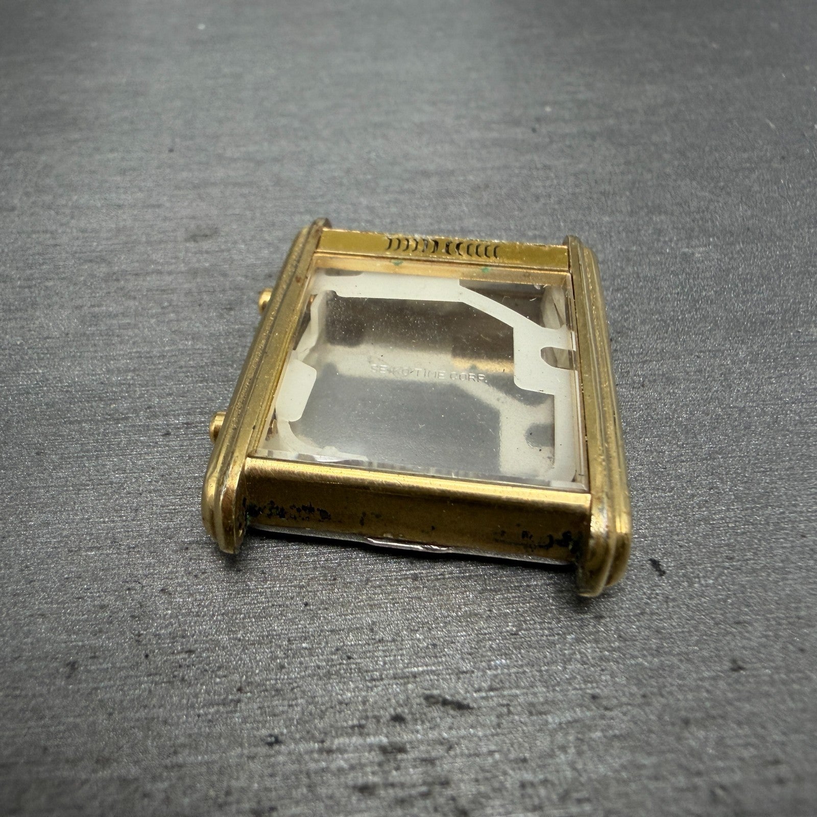 Seiko H249-5049 Watch Case Gold Tone Analog Digi Rectangle 27mm W/Crystal VTG2