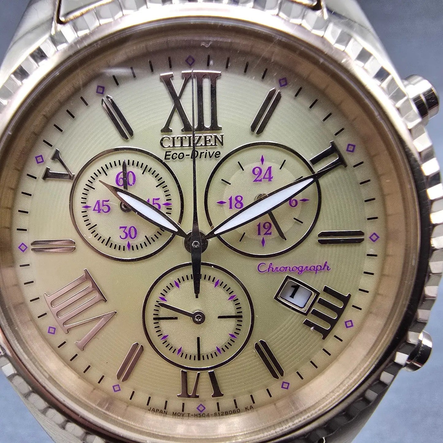 Citizen Eco-Drive Chronograph Watch Women 39mm Champagne Dial Rose Gold Tone Run1