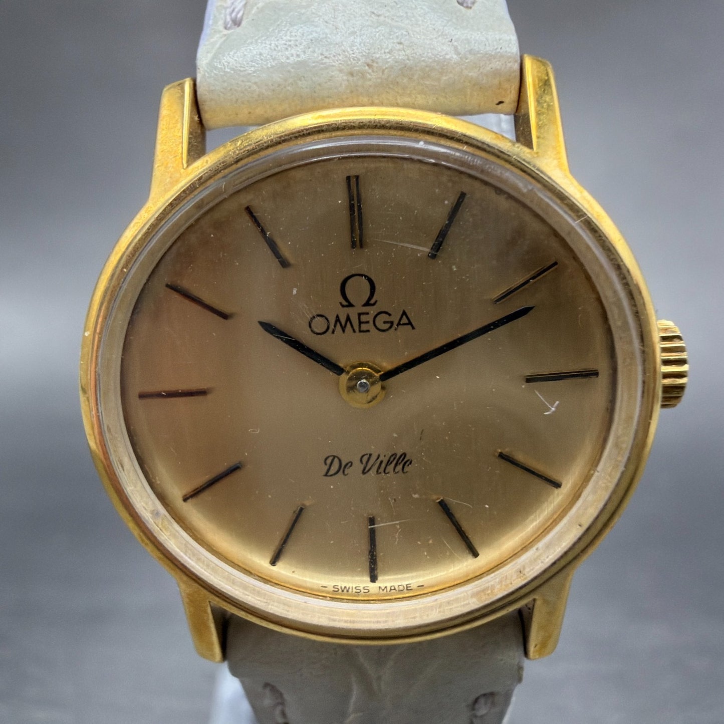 Omega De Ville Watch Women 24mm Gold Dial Gold Plated Manual Wind Runs 511.05081