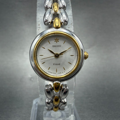 Seiko Tisse Watch Women 20mm Silver Dial Two Tone Round 4N21-0740 New Battery0