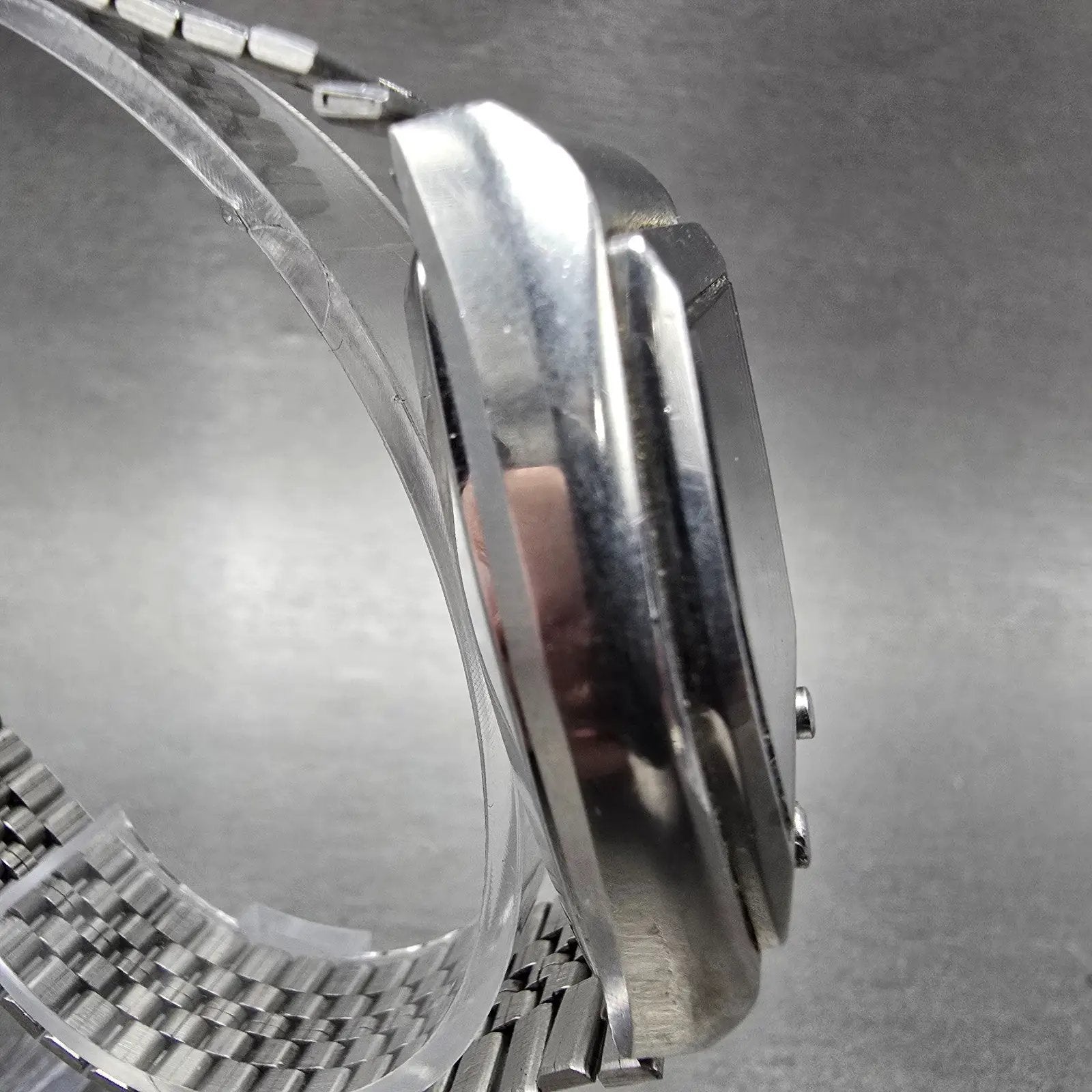 Seiko Digital Watch Men 37mm Silver Tone Alarm A031-5000 PARTS Vintage4