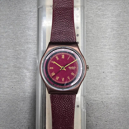 Swatch Bookey's Bet Watch Men 34mm Red Dial Red Tone Round GX118 New Battery VTG0