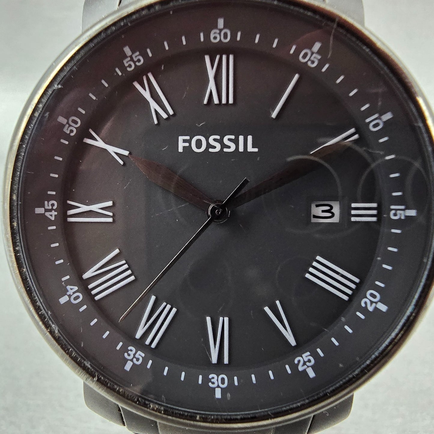 Fossil Watch Men 42mm Black Dial Black Tone Date Round BQ1013 New Battery1