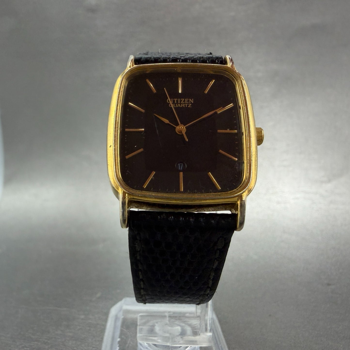 Citizen Tank Watch Men 27mm Black Dial Gold Tone Date Rectangle 6010-K00128 PART6