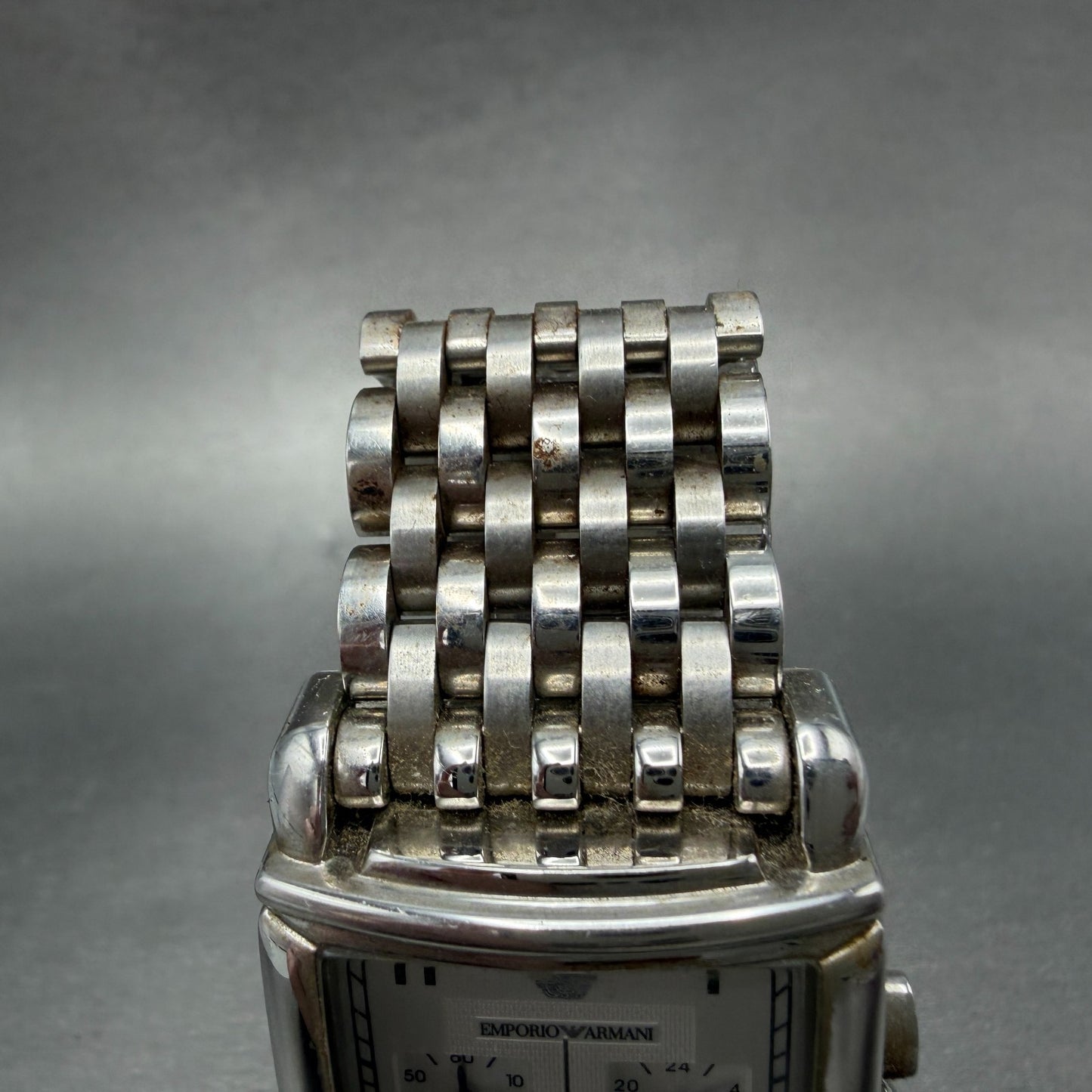 Emporio Armani Chronograph Watch Men 30mm Silver Dial Steel Date AR-0294 NewBatt4