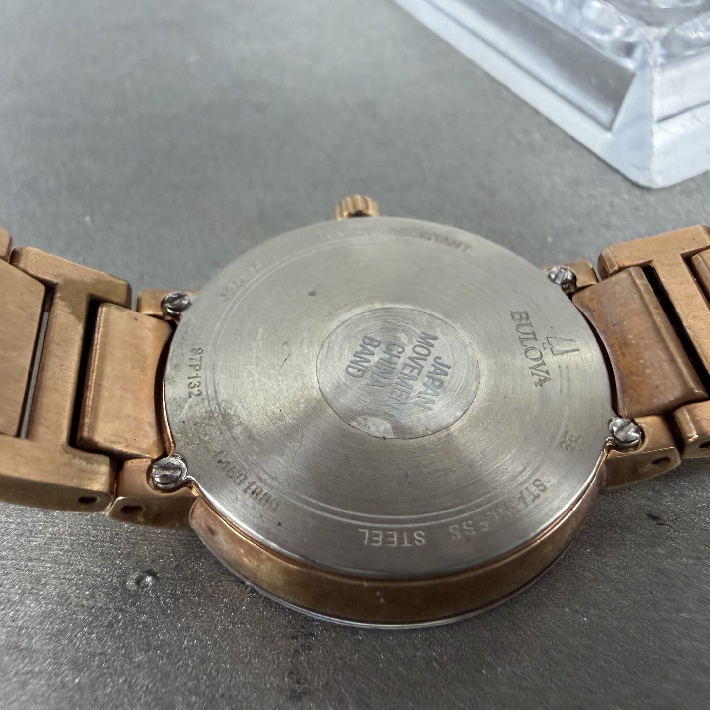 Bulova Futuro Watch Women 30mm MOP Dial Rose Gold Tone Round 97P132 New Battery9