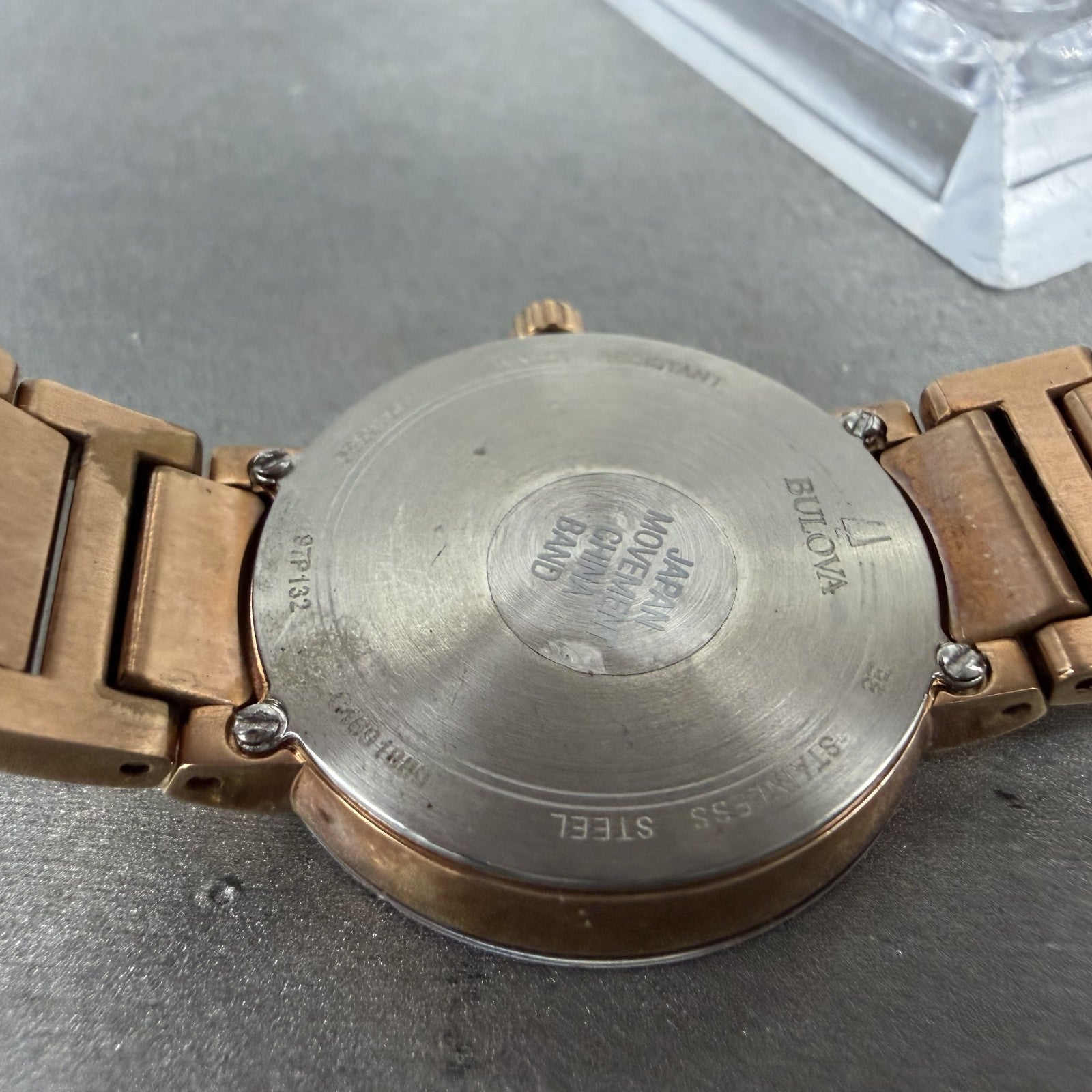Bulova Futuro Watch Women 30mm MOP Dial Rose Gold Tone Round 97P132 New Battery9
