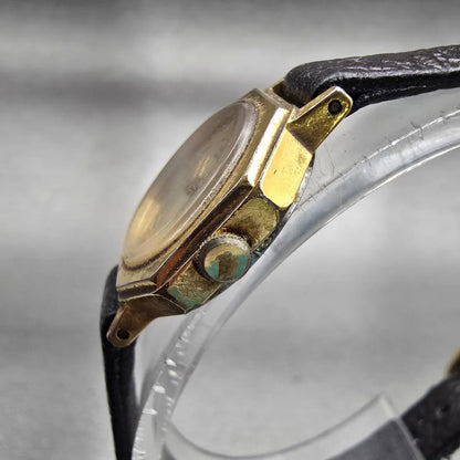 Seiko Watch Women 19mm Gold Dial Gold Tone Octagon 1400-1149 New Battery Vintage2