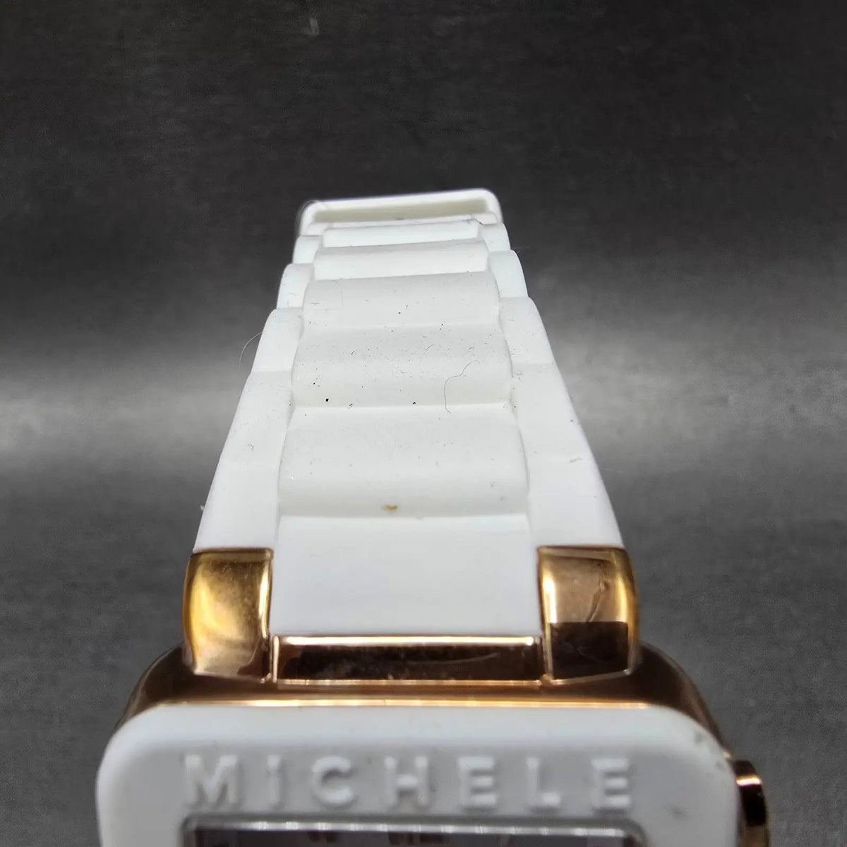 Michele Park Jelly Bean Chronograph Watch Women 33mm White Dial Rose Gold Works4