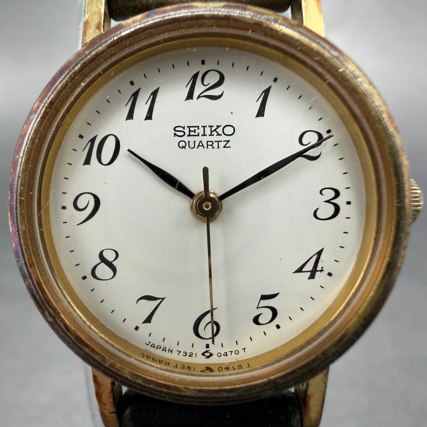 Seiko Watch Women 23mm White Dial Gold Tone Round 7321-0100 New Battery Vintage1