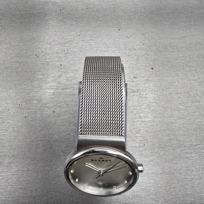 Skagen Ancher Watch Women 26mm Silver Dial Silver Tone Date 0355SSSC New Battery4