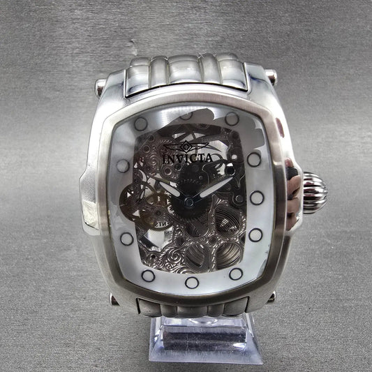 Invicta Lupha Watch Men 48mm Skeleton Dial Silver Tone Manual Wind 1252 Runs0