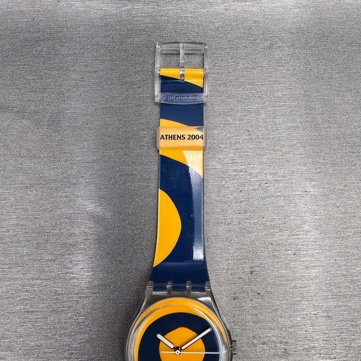 Swatch Kymata Watch Men 34mm Blue Dial Clear Case Round GE148 New Battery4