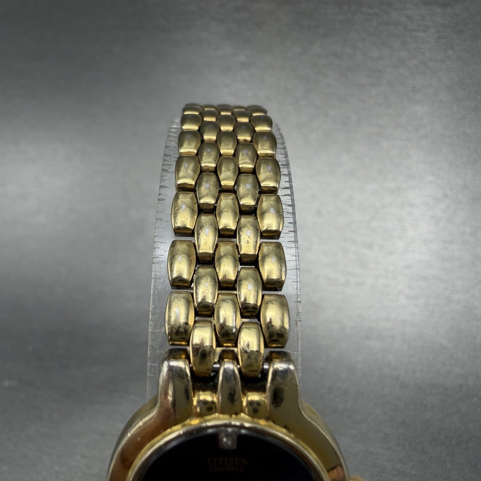 Citizen Watch Women 22mm Black Dial Gold Tone Round 1020-S54554 New Battery 78FC4
