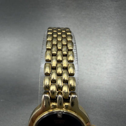 Citizen Watch Women 22mm Black Dial Gold Tone Round 1020-S54554 New Battery 78FC4