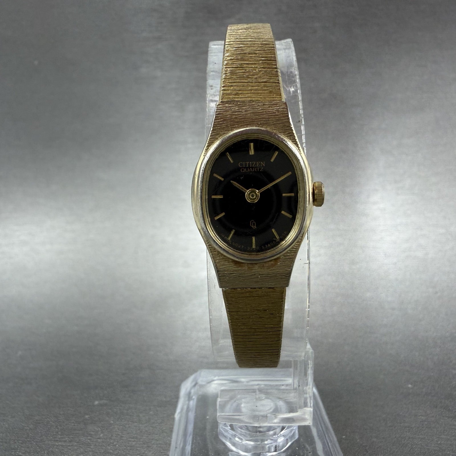 Citizen CQ Watch Women 16mm Black Dial Gold Tone Oval 3220-S16598 New Battery5