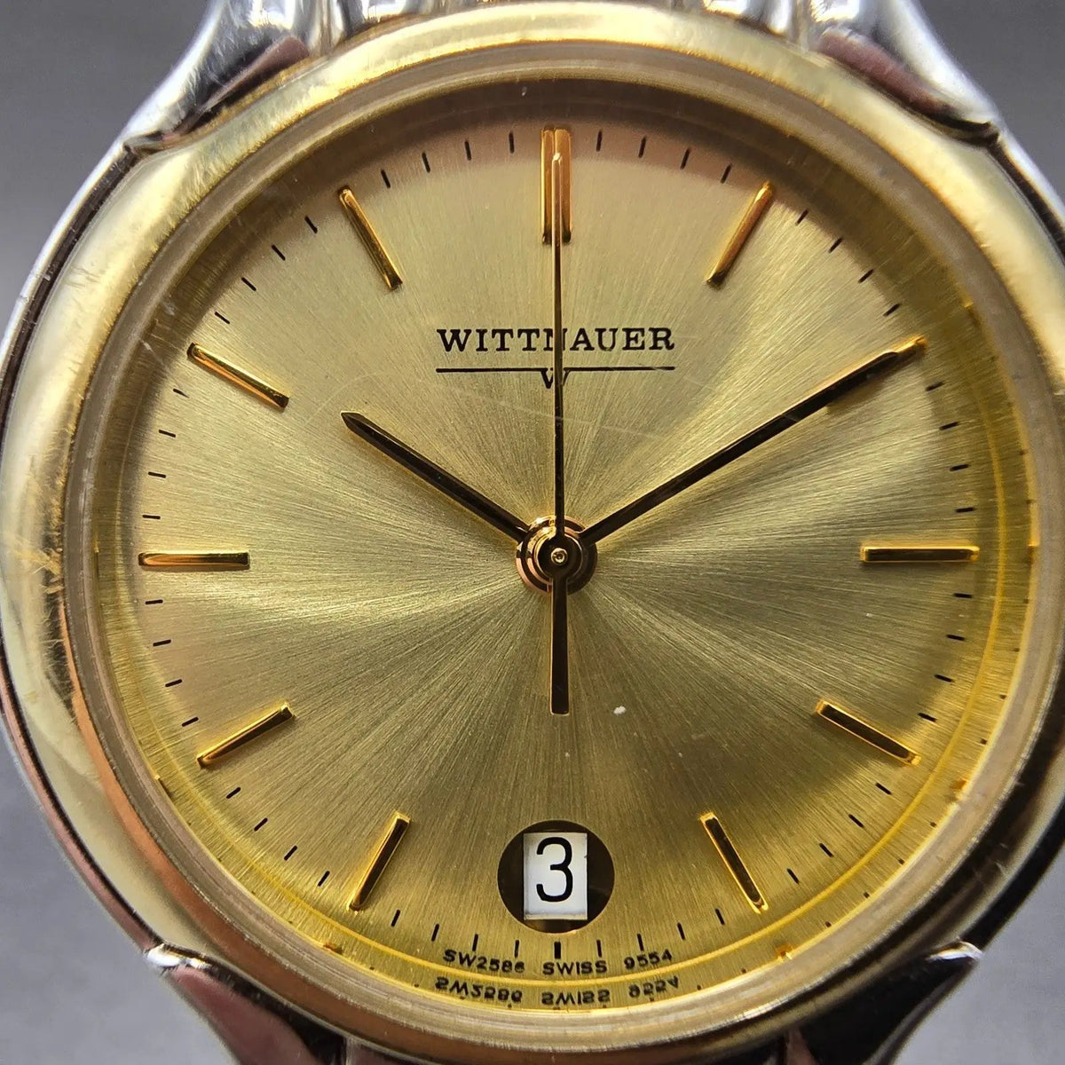 Wittnauer Watch Men 32mm Champagne Dial Two Tone Date SW2586 9554 PARTS2