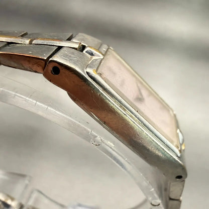 Seiko Watch Women 13mm Pink Dial Silver Tone Rectangle 2E20-0AY0 New Battery VTG3