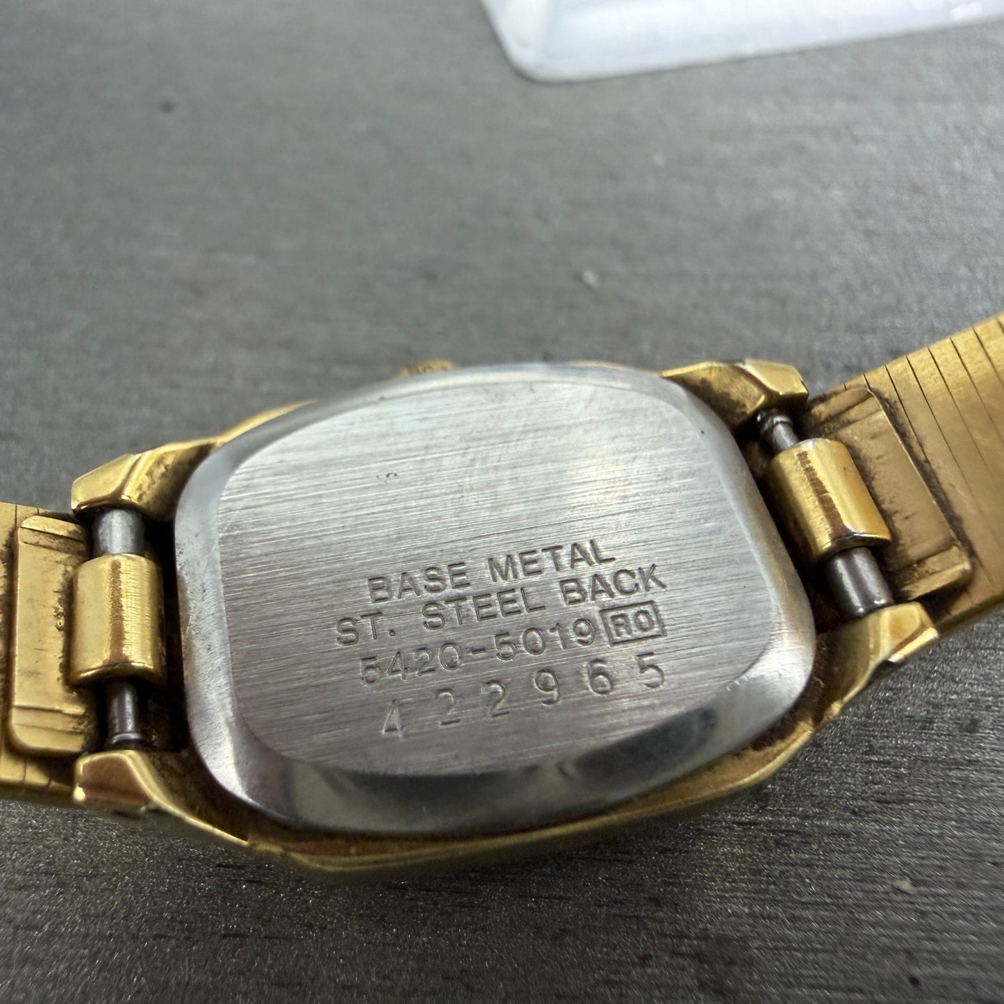 Seiko Tank Watch Women 17mm Brown Dial Gold Tone Rectangle 5420-5019 New Batt B29