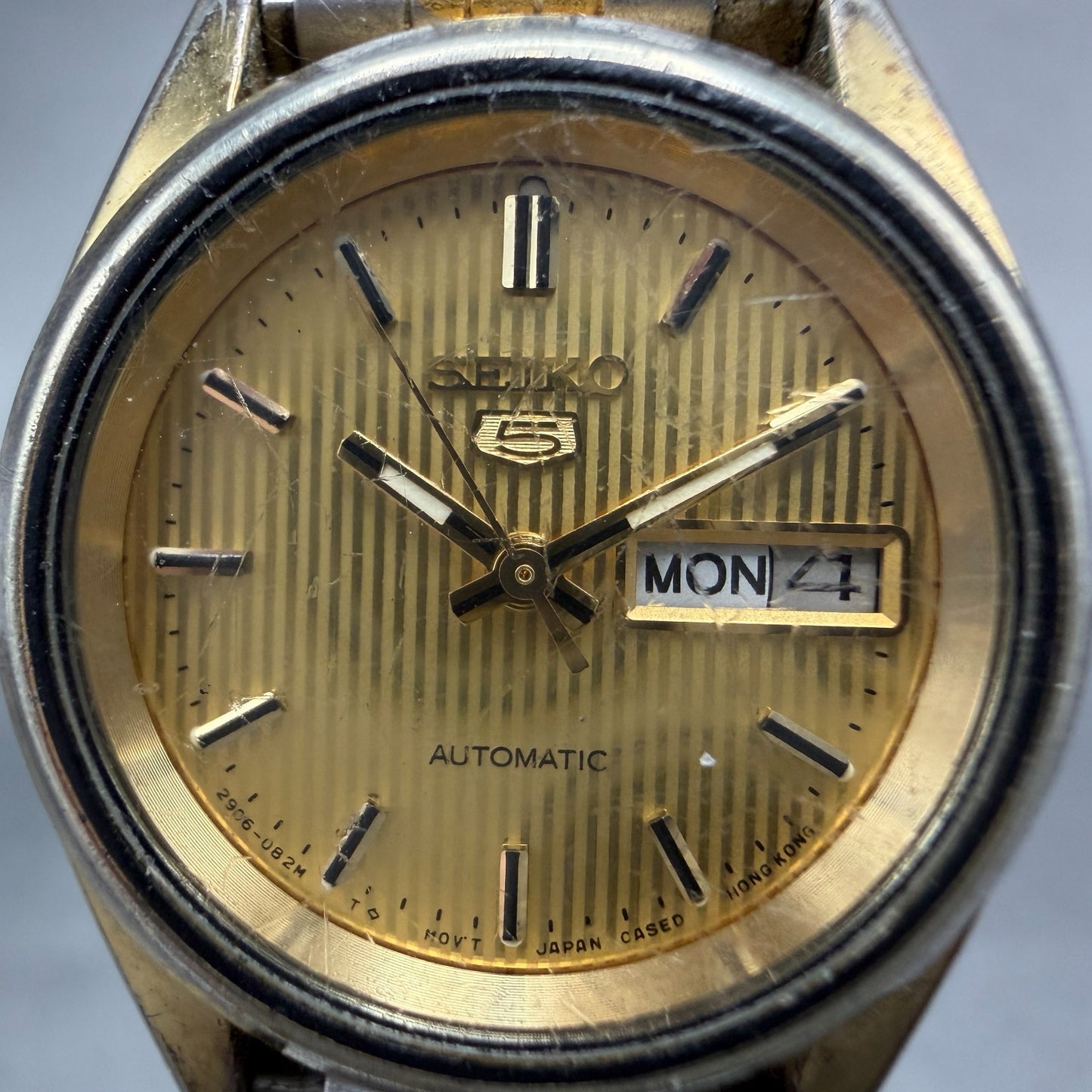 Seiko 5 Automatic Watch Women 24mm Champagne Dial TwoTone Daydate 2906-0610 PART2