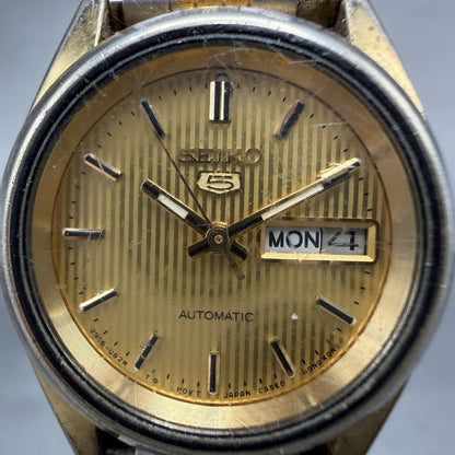 Seiko 5 Automatic Watch Women 24mm Champagne Dial TwoTone Daydate 2906-0610 PART2