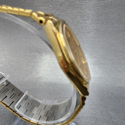 Seiko Lassale Watch Men 32mm Champagne Dial Gold Tone Date 7752-5019 New Battery