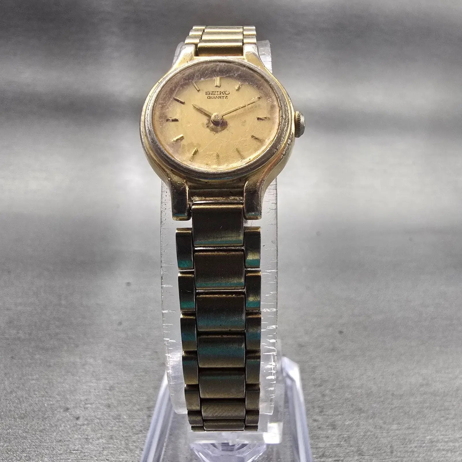 Seiko Watch Women 19mm Gold Dial Gold Tone Round 4N00-0069 New Battery Vintage5