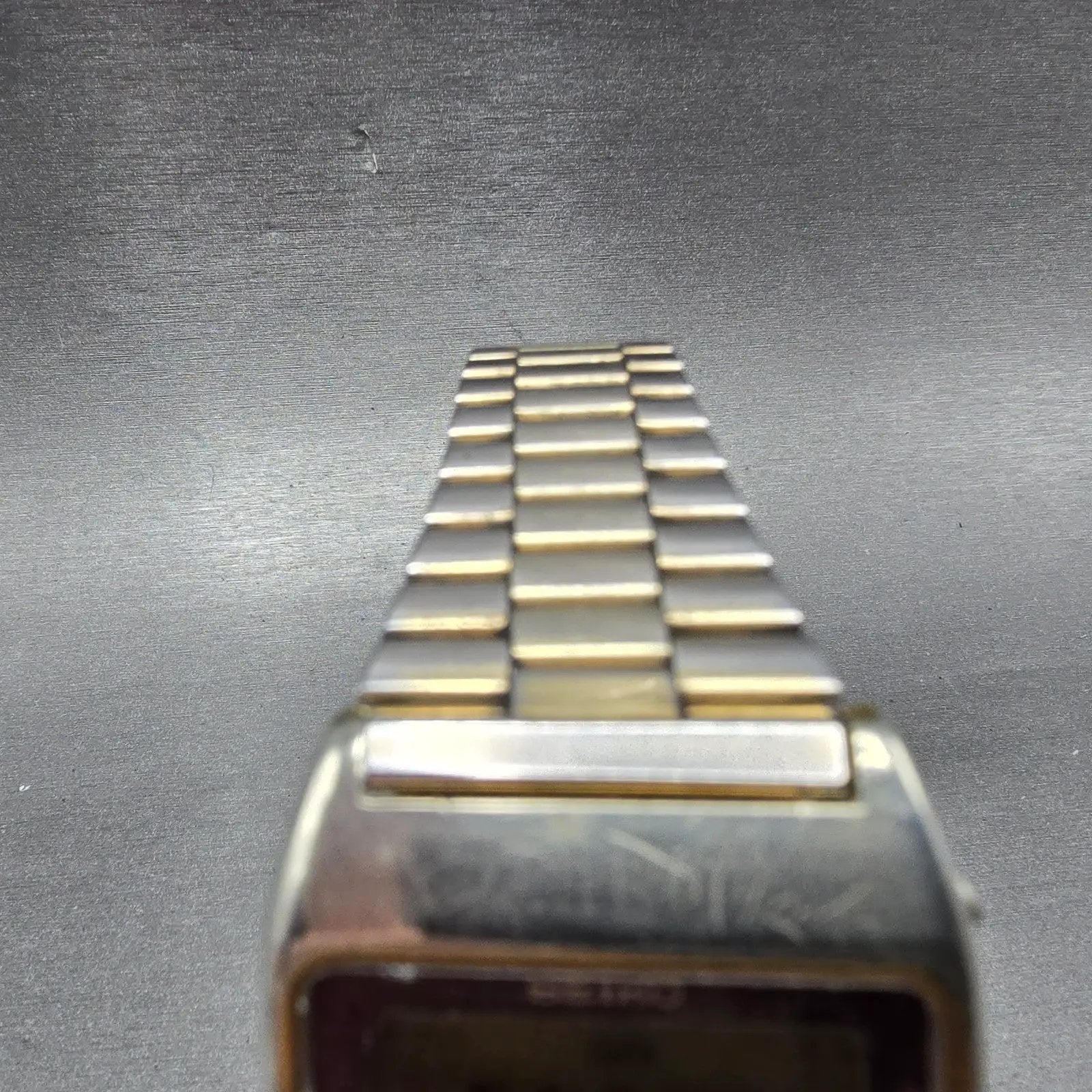 Seiko Watch Men 34mm Gold Tone Year Month Rectangle M154-5009 New Battery4