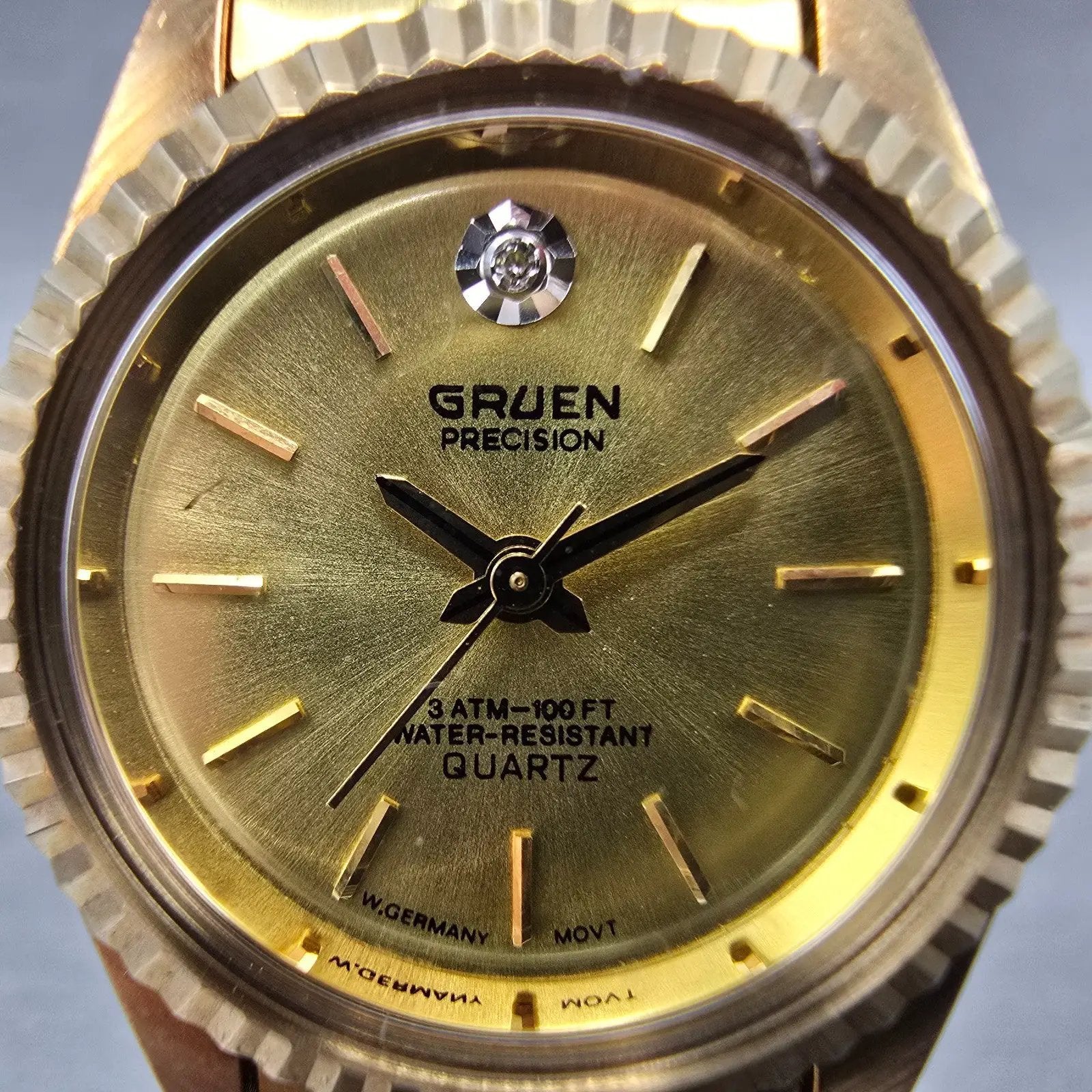 Gruen Precision Watch Women 26mm Gold Dial  Gold Tone Round New Battery2