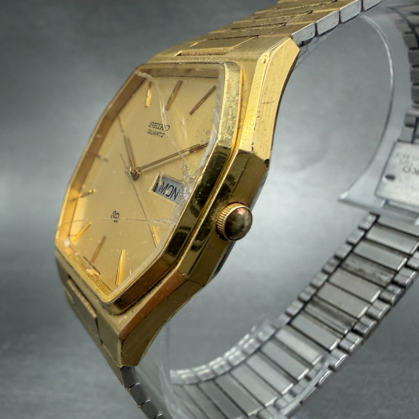 Seiko SQ Watch Men 31mm Champagne Dial Gold Tone Daydate 7123-5239 New Battery1