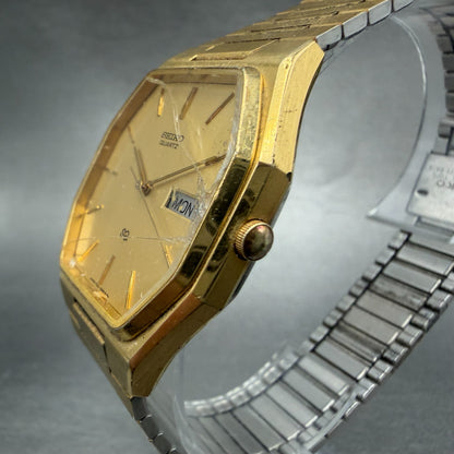 Seiko SQ Watch Men 31mm Champagne Dial Gold Tone Daydate 7123-5239 New Battery1