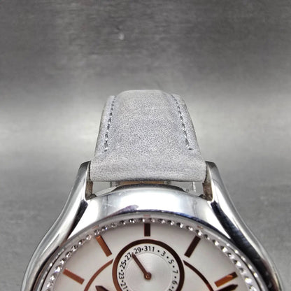 Fossil Watch Women 40mm White Dial Silver Tone Daydate Round BQ3199 New Battery4