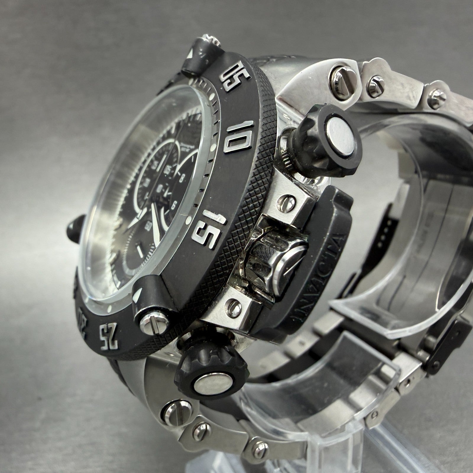 Invicta Reserve Sub Aqua Chrono Watch Men 50mm Black Dial Steel Date 15955 Works2