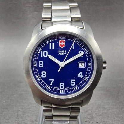 Victorinox Swiss Army Watch Women 30mm Blue Silver Tone Date Round PARTS0