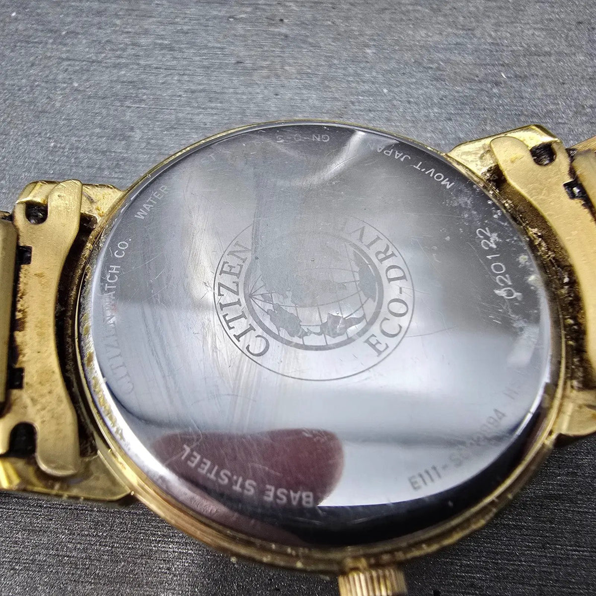Citizen Eco-Drive Watch Men 38mm White Dial Gold Tone Date E111-S022894 Runs JP9