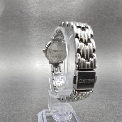 Seiko Solar Watch Women 24mm MOP Dial Two Tone Round V115-0CL0 Runs Crystals6