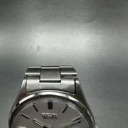 Seiko SQ Watch Men 35mm Silver Dial Silver Tone Date Round 5Y22-8020 New Battery4