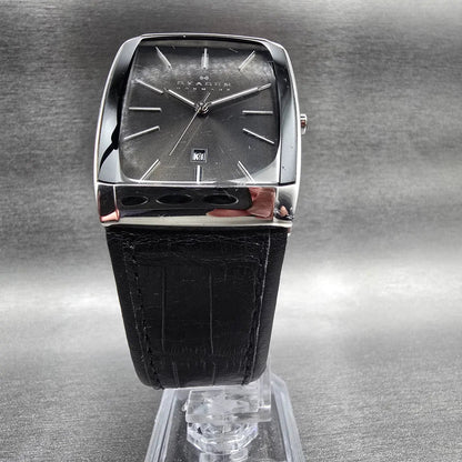 Skagen Watch Men 32mm Gray Dial Silver Tone Date Rectangle 984LSLB New Battery5