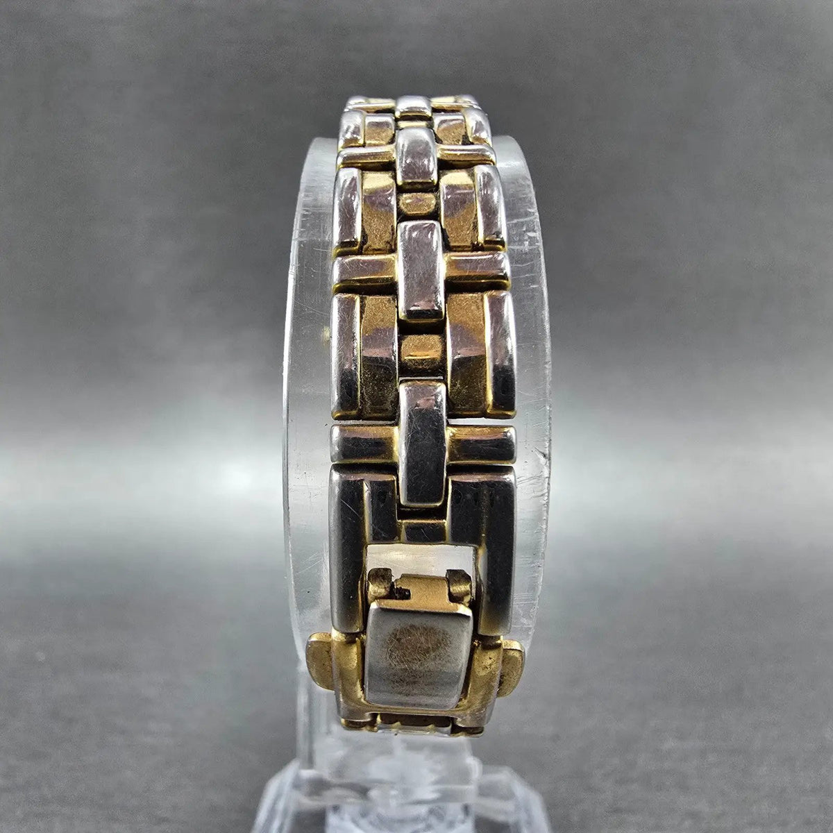 Citizen Eco-Drive Tank Watch Women 15mm White Dial Gold Tone Crystal Bezel Runs7