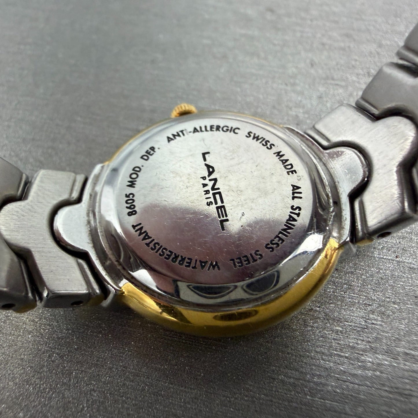 Lancel Watch Women 25mm Silver Dial Two Tone Round New Battery Vintage Bracelet9