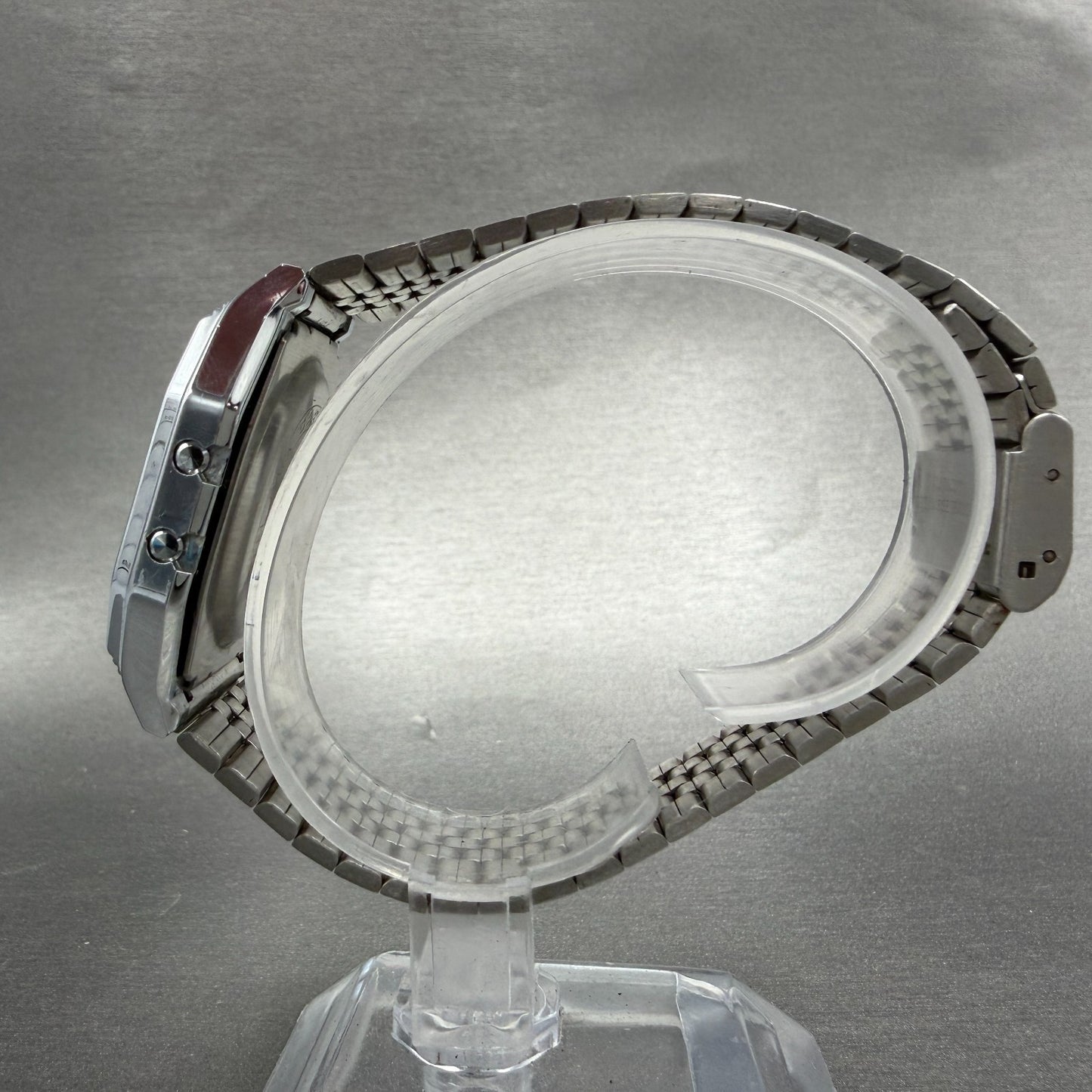 Casio 155-B817 Watch Men 34mm Digital Silver Tone Daydate Octagon PARTS7
