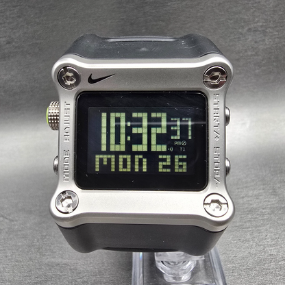 Nike Hammer Digital Watch Men 40mm Silver Black Chrono WC0021 New Battery0