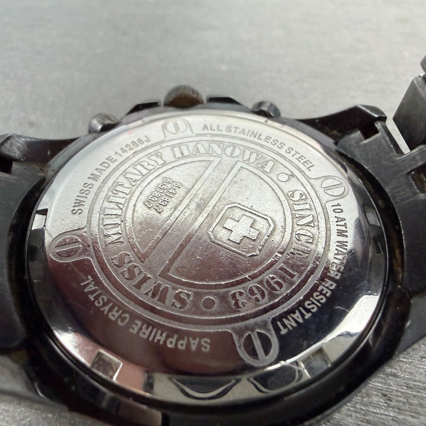 Swiss Military Hanowa Chronograph Watch Men 42mm Black Dial Black Tone READ!!!!!9