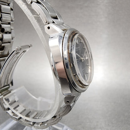 Seiko Seikomatic Lady Watch Women 24mm Black Dial Silver Tone Date 25173201 Runs3
