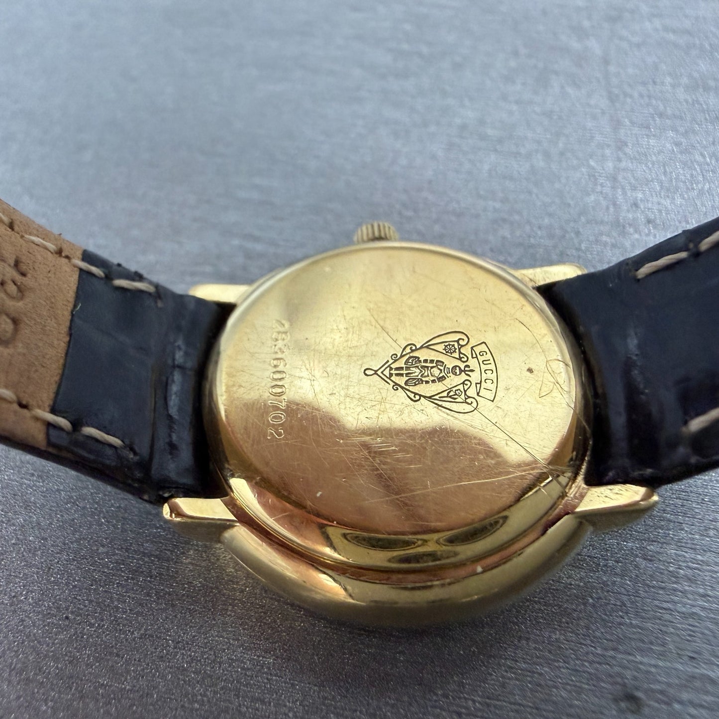 Gucci 3600L Watch Women 25mm Black Dial Gold Plated Round PARTS10