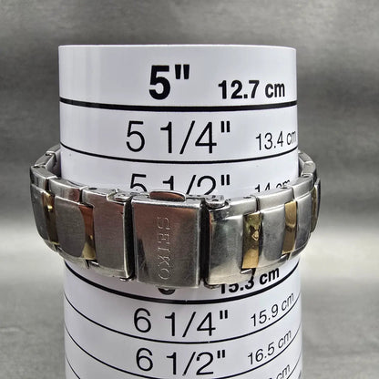 Seiko Watch Women 27mm White Dial Two Tone Round 7N00-0AD0 New Battery Vintage9