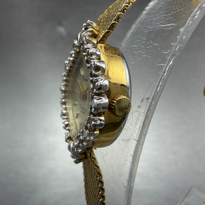 Armitron Deauville Watch Women 14mm Champagne Dial Gold Tone Oval PARTS3