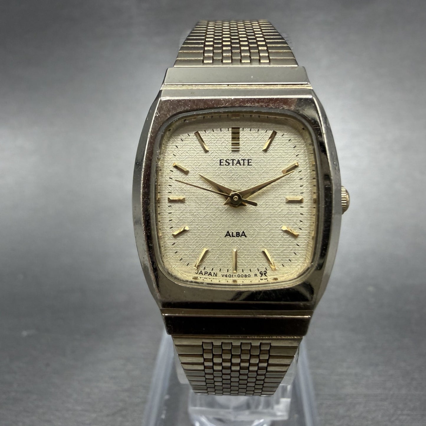 Seiko Alba Estate Tank Watch Women 21mm Champagne Dial Gold Tone New Battery0