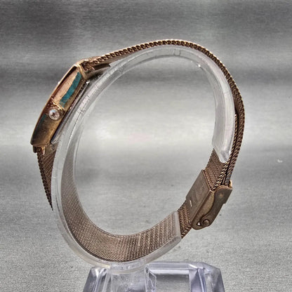 Skagen Denmark Watch Women 24mm MOP Dial Gold Tone Rectangle 396XSRR New Battery6