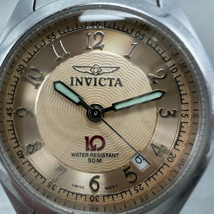 Invicta Watch Women 28mm Salmon Dial Silver Tone Date Round 3594 New Battery1